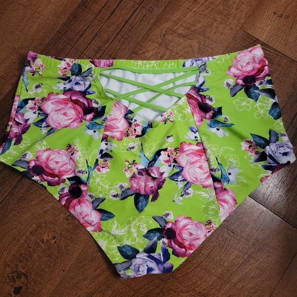 PLUS Neon Green, Floral TORRID Bikini Bottom ONLY - Picture 4 of 4